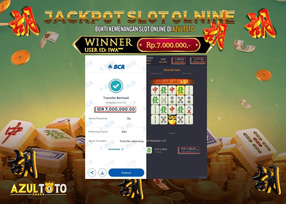 JACKPOT SLOT MAHJONG WAYS RP.7.000.000,- LUNAS DI AZULTOTO!