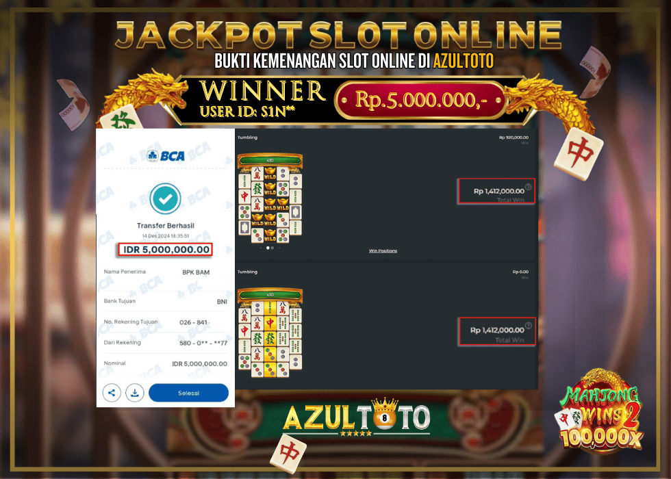 JACKPOT SLOT MAHJONG WAYS WINS 2 RP.5.000.000,- LUNAS DI AZULTOTO!