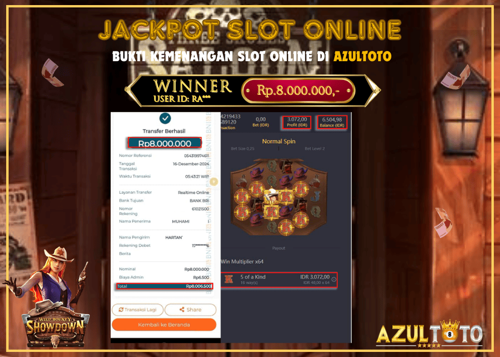 JACKPOT SLOT WILD BOUNTY SHOWDOWN RP.8.000.000,- LUNAS DI AZULTOTO!