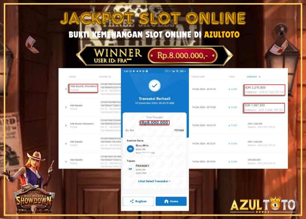 JACKPOT SLOT WILD BOUNTY SHOWDOWN RP.8.000.000,- LUNAS DI AZULTOTO!