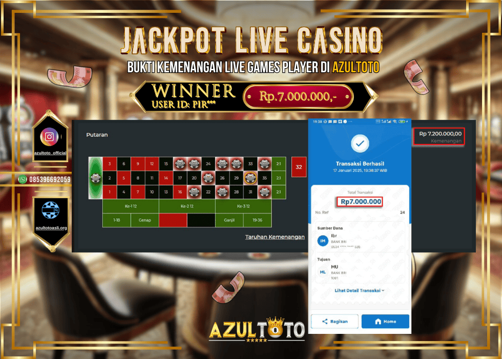 JACKPOT PRAGMATIC ROULLATTE RP.7.000.000,- LUNAS DI AZULTOTO!