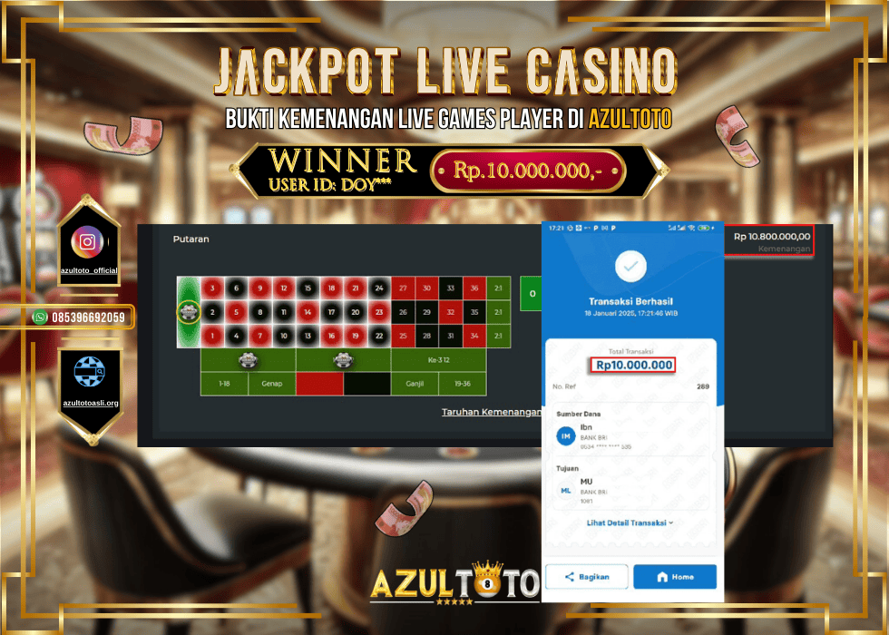 JACKPOT PRAGMATIC ROULLATTE RP.10.000.000,- LUNAS DI AZULTOTO!