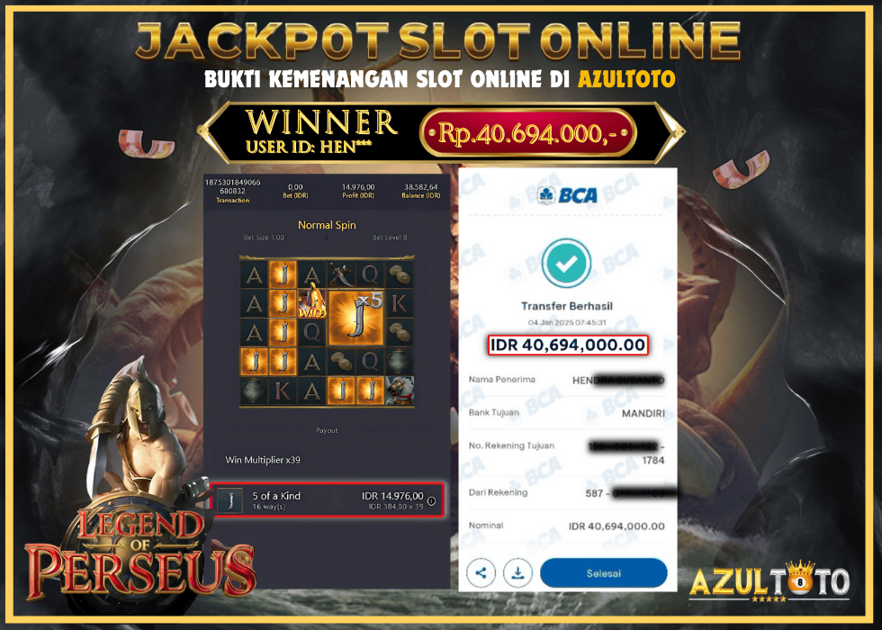 JACKPOT SLOT PGSOFT LEGEND OF PERSEUS RP.40.694.000,- LUNAS DI AZULTOTO!