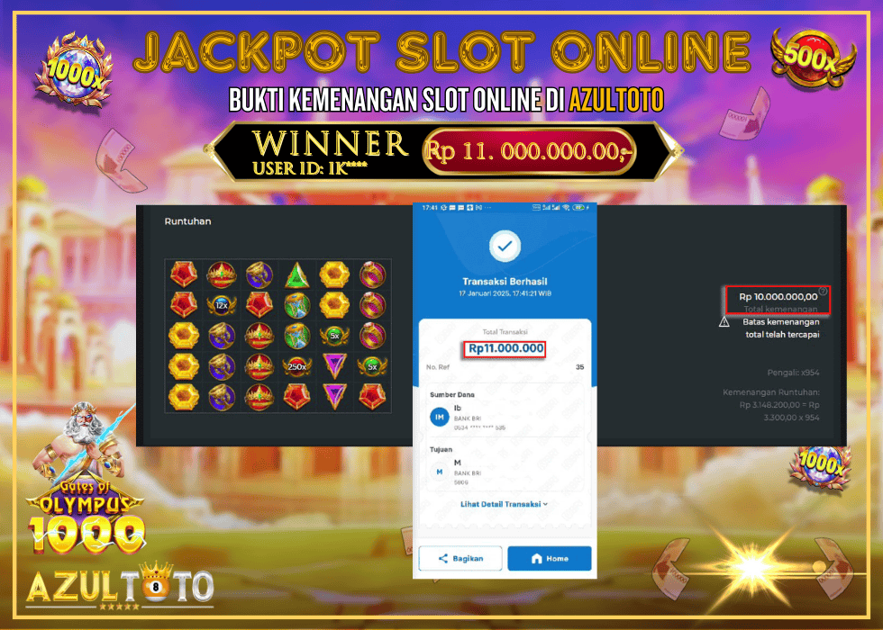 JACKPOT SLOT GATES OF OLYMPUS 1000 RP.11.000.000,- LUNAS DI AZULTOTO!