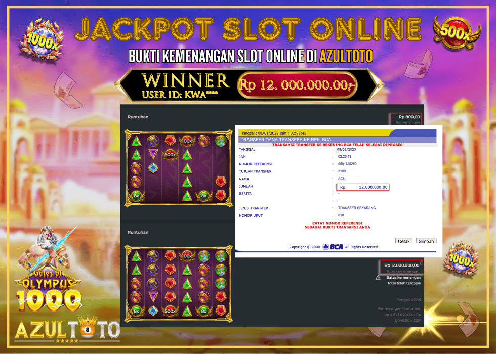 JACKPOT SLOT GATES OF OLYMPUS 1000 RP.12.000.000,- LUNAS DI AZULTOTO!