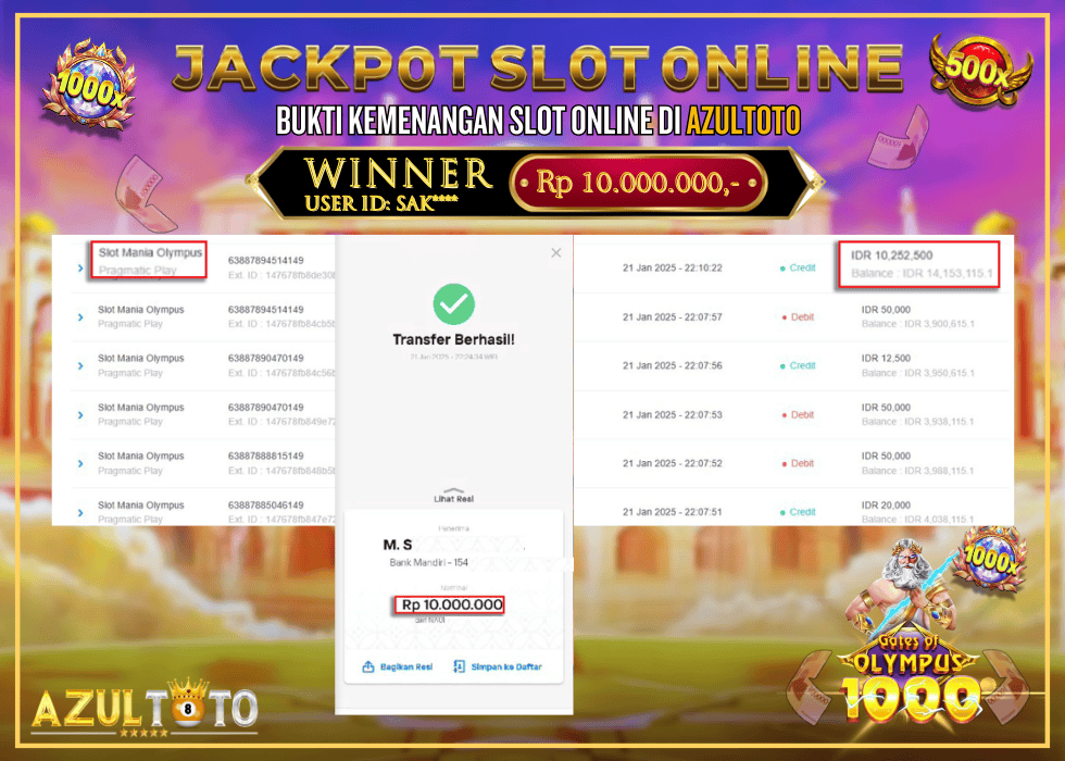 JACKPOT SLOT GATES OF OLYMPUS 1000 RP.10.000.000,- LUNAS DI AZULTOTO!