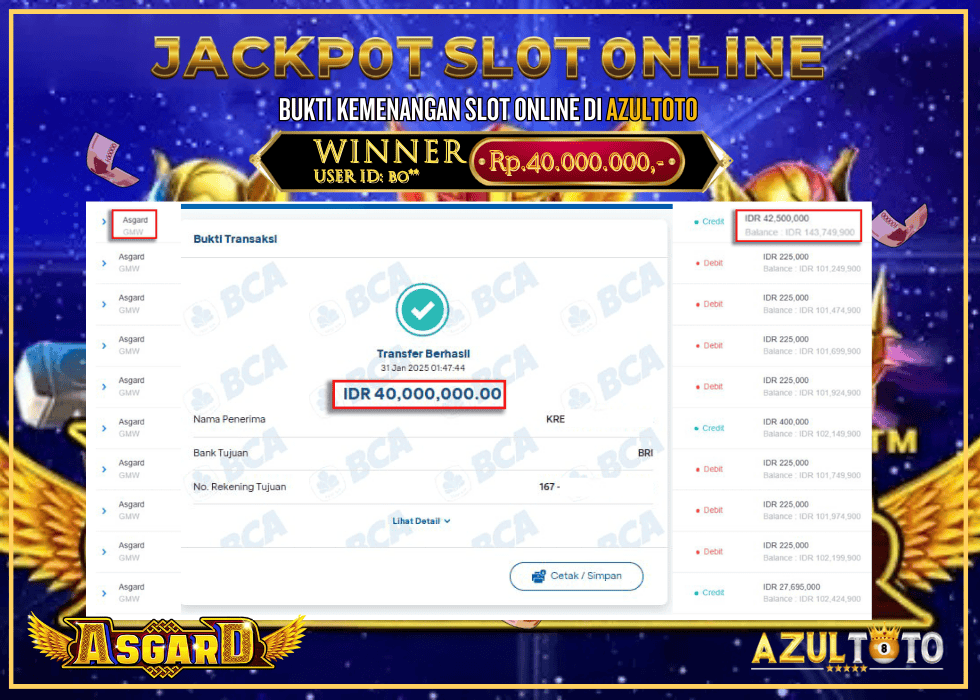 JACKPOT ASGARD RP.40.000.000,- LUNAS DI AZULTOTO!