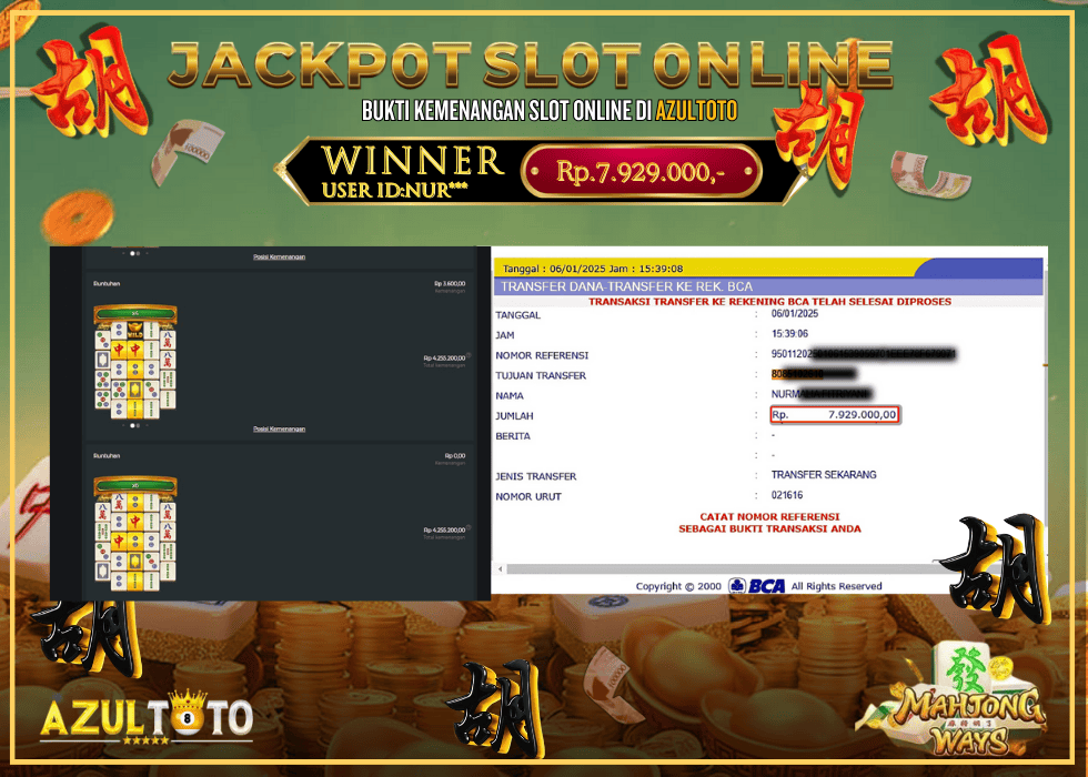 JACKPOT SLOT ONLINE MAHJONG WAYS RP.7.929.000,- LUNAS DI AZULTOTO!