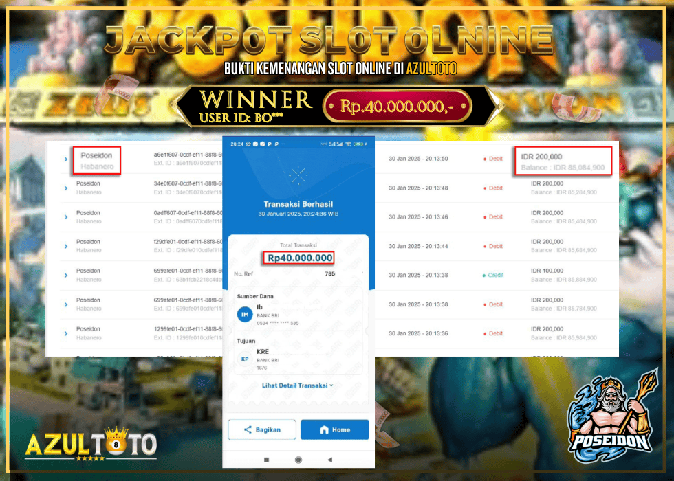 JACKPOT POSEIDON  RP.40.000.000,- LUNAS DI AZULTOTO!