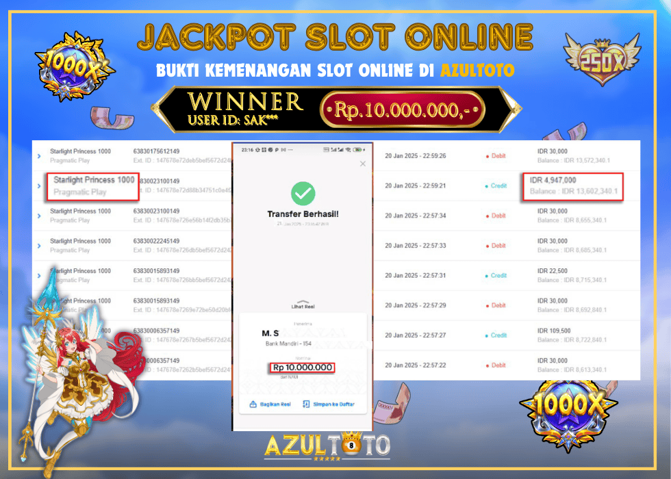 JACKPOT SLOT STARLIGHT PRINCESS RP.10.000.000,- LUNAS DI AZULTOTO!