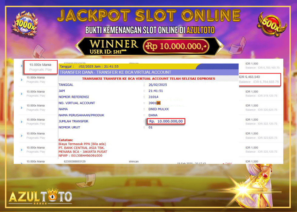 JACKPOT SLOT GATES OF OLYMPUS 1000 RP.10.000.000,- LUNAS DI AZULTOTO!