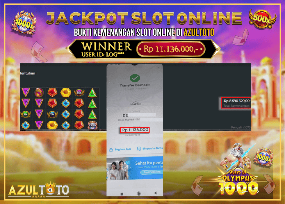 JACKPOT SLOT GATES OF OLYMPUS 1000 RP.11.136.000,- LUNAS DI AZULTOTO!