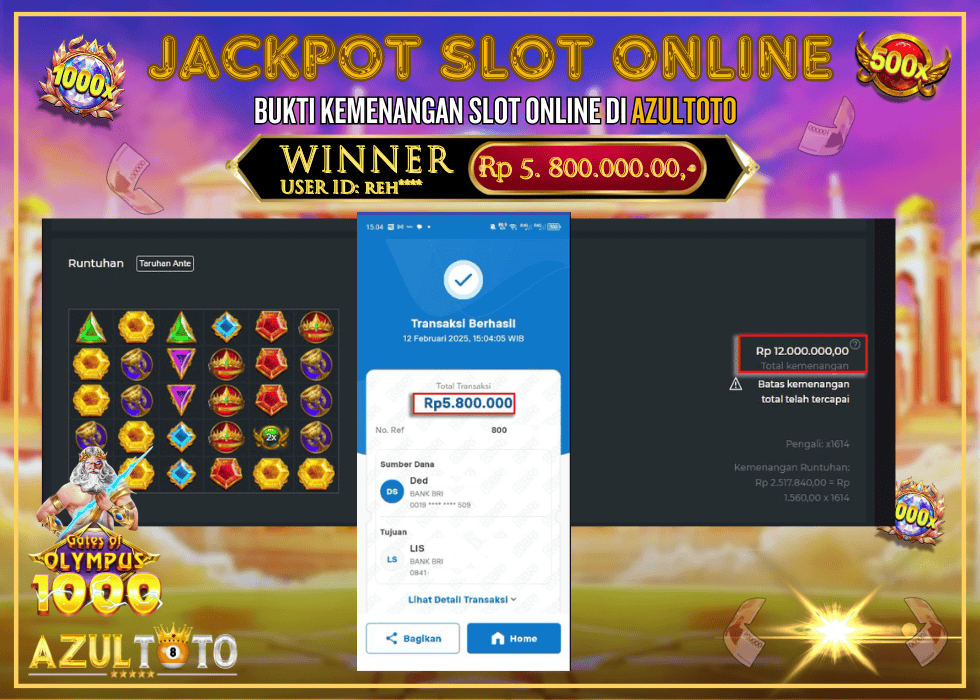 JACKPOT SLOT GATES OF OLYMPUS 1000 RP.5.800.000,- LUNAS DI AZULTOTO!
