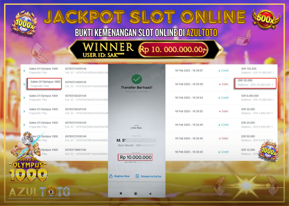 JACKPOT SLOT GATES OF OLYMPUS 1000 RP.10.000.000,- LUNAS DI AZULTOTO!