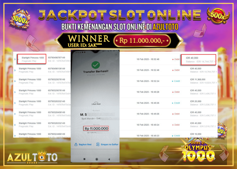 JACKPOT SLOT GATES OF OLYMPUS 1000 RP.11.000.000,- LUNAS DI AZULTOTO!
