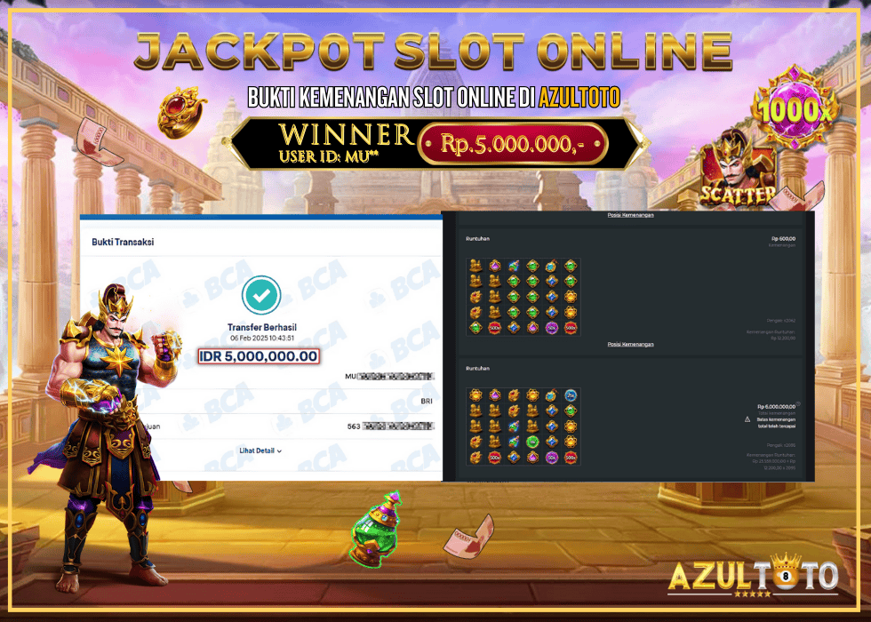 JACKPOT SLOT GATES OF GATOT KACA 1000 RP.5.000.000,- LUNAS DI AZULTOTO!