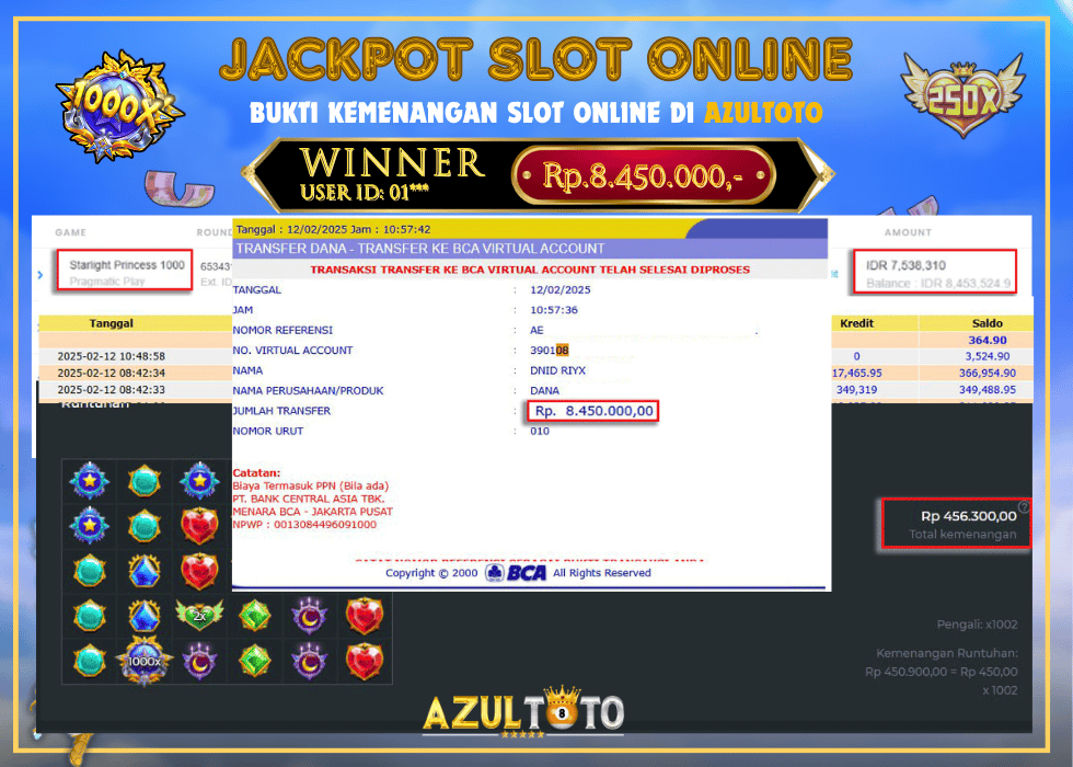 JACKPOT SLOT STARLIGHT PRINCESS RP.8.450.000,- LUNAS DI AZULTOTO!