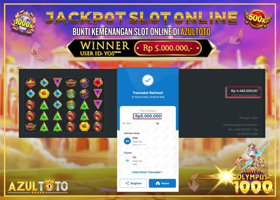 JACKPOT SLOT GATES OF OLYMPUS 1000 RP.5.000.000,- LUNAS DI AZULTOTO!
