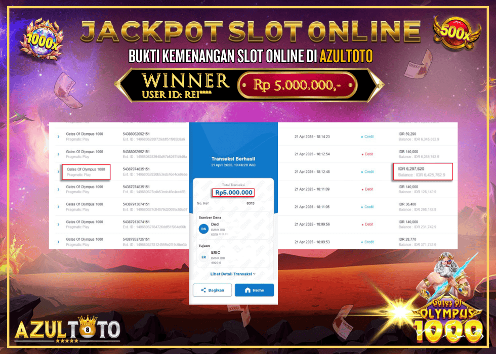 JACKPOT SLOT GATES OF OLYMPUS 1000 RP.5.000.000,- LUNAS DI AZULTOTO!