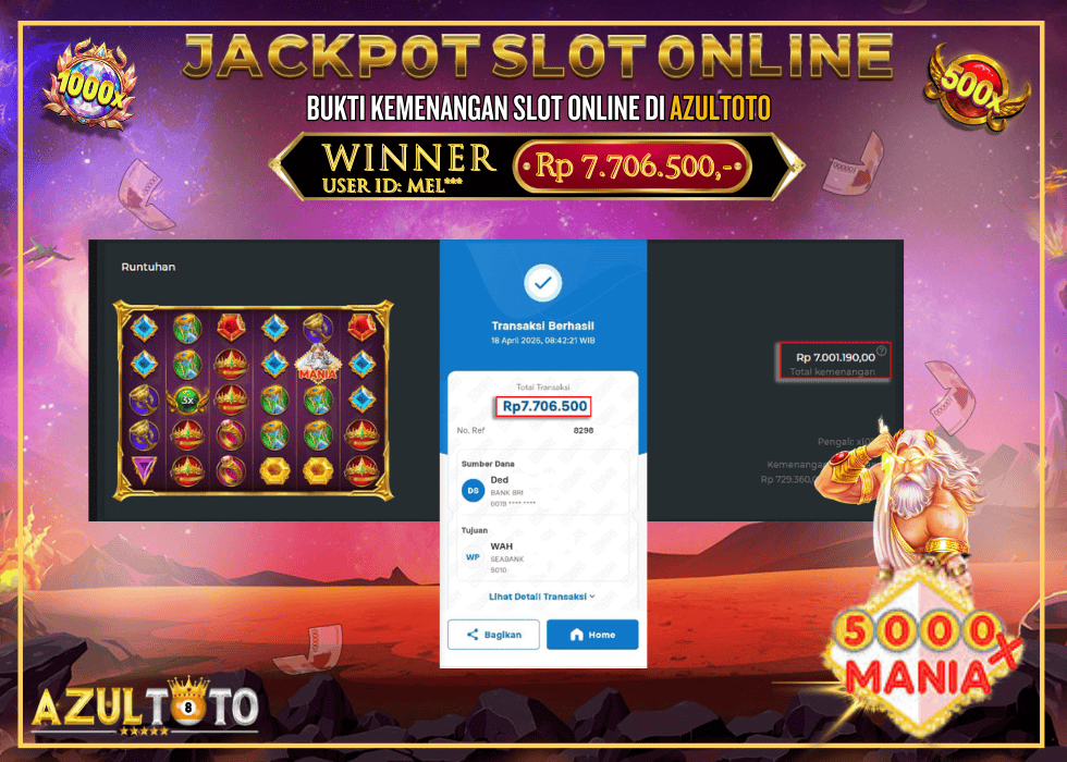 JACKPOT SLOT GATES OF OLYMPUS 1000 RP.7.706.500,- LUNAS DI AZULTOTO!