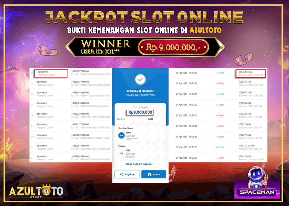 JACKPOT SPACEMAN PRAGMATIC CASINO RP.9.000.000,- LUNAS DI AZULTOTO!