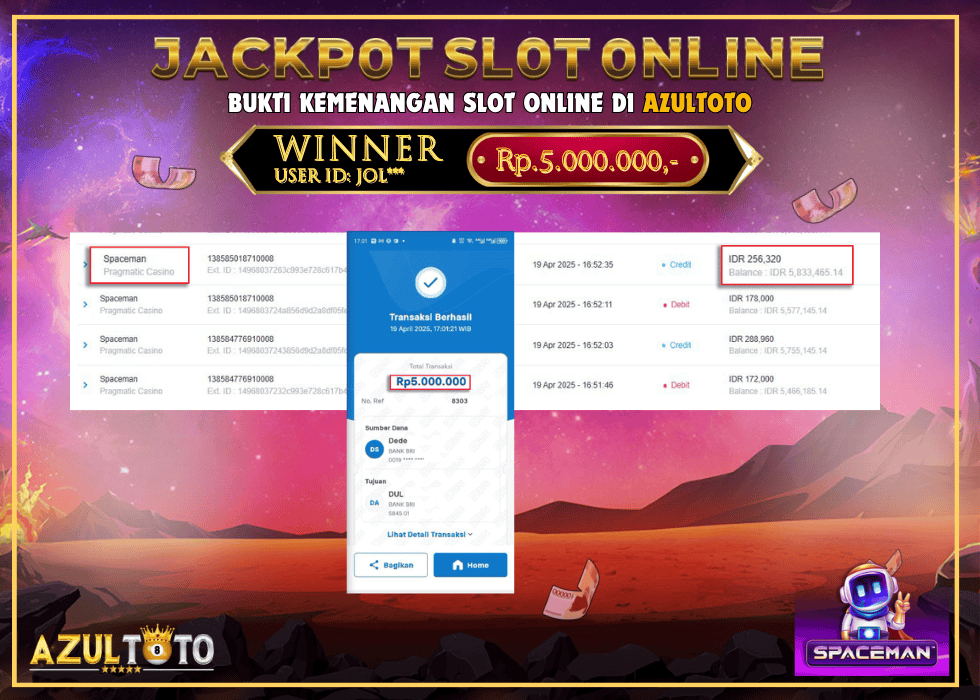JACKPOT SPACEMAN PRAGMATIC CASINO RP.5.000.000,- LUNAS DI AZULTOTO!