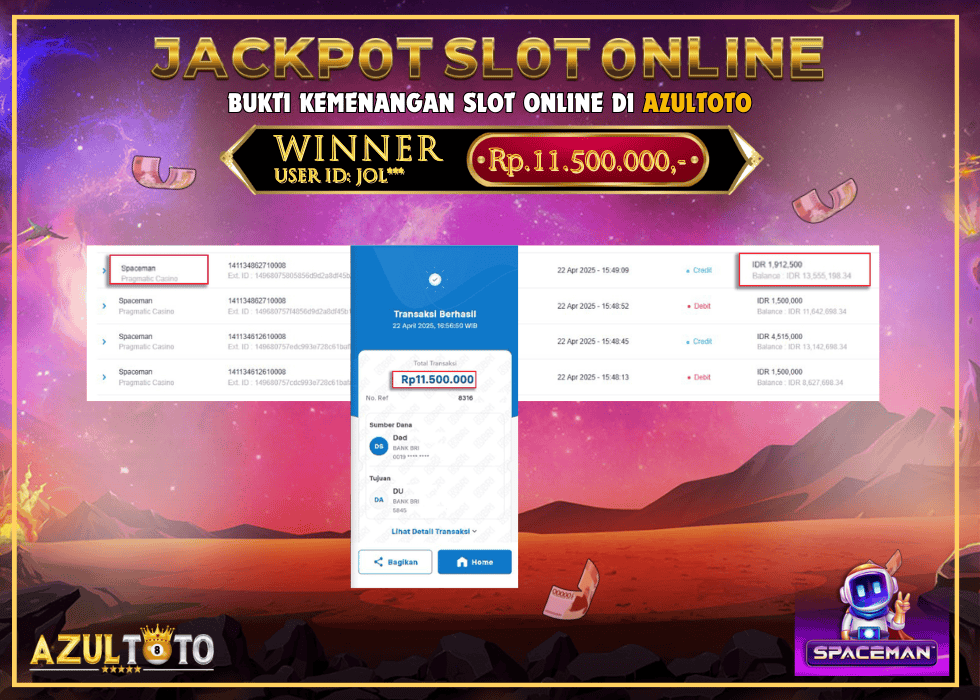 JACKPOT SPACEMAN PRAGMATIC CASINO RP.11.500.000,- LUNAS DI AZULTOTO!