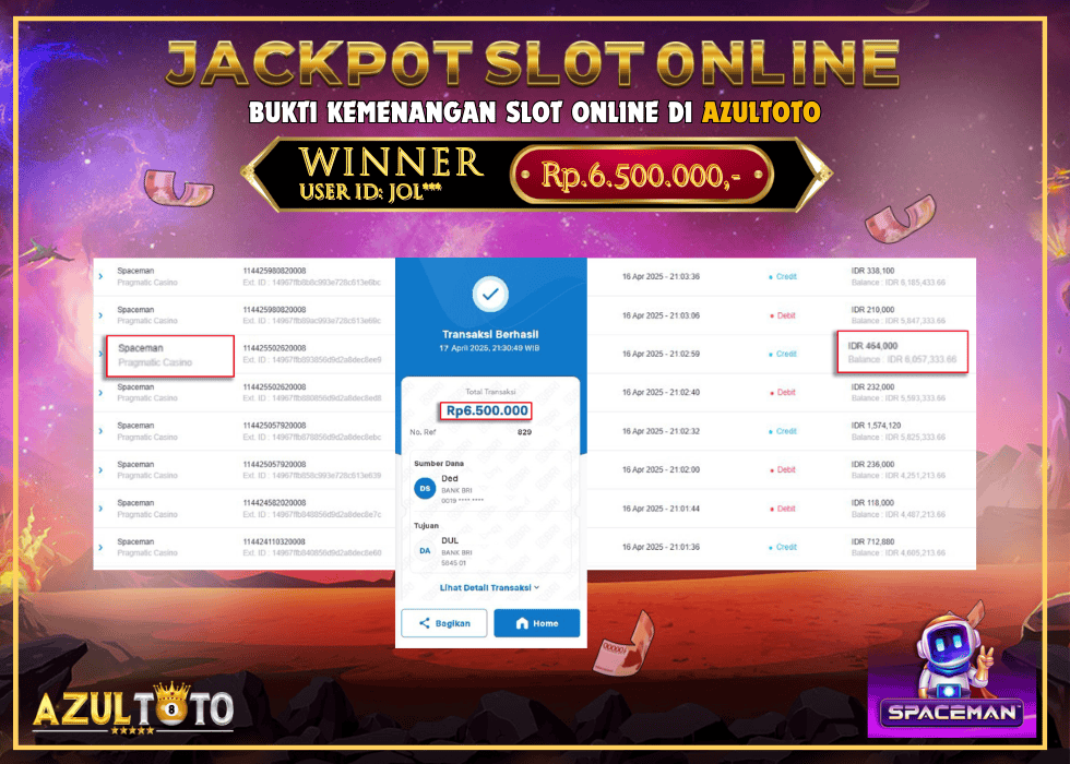JACKPOT SPACEMAN PRAGMATIC CASINO RP.6.500.000,- LUNAS DI AZULTOTO!