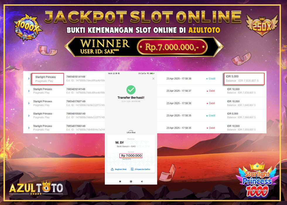 JACKPOT SLOT STARLIGHT PRINCESS RP.5.000.000,- LUNAS DI AZULTOTO!