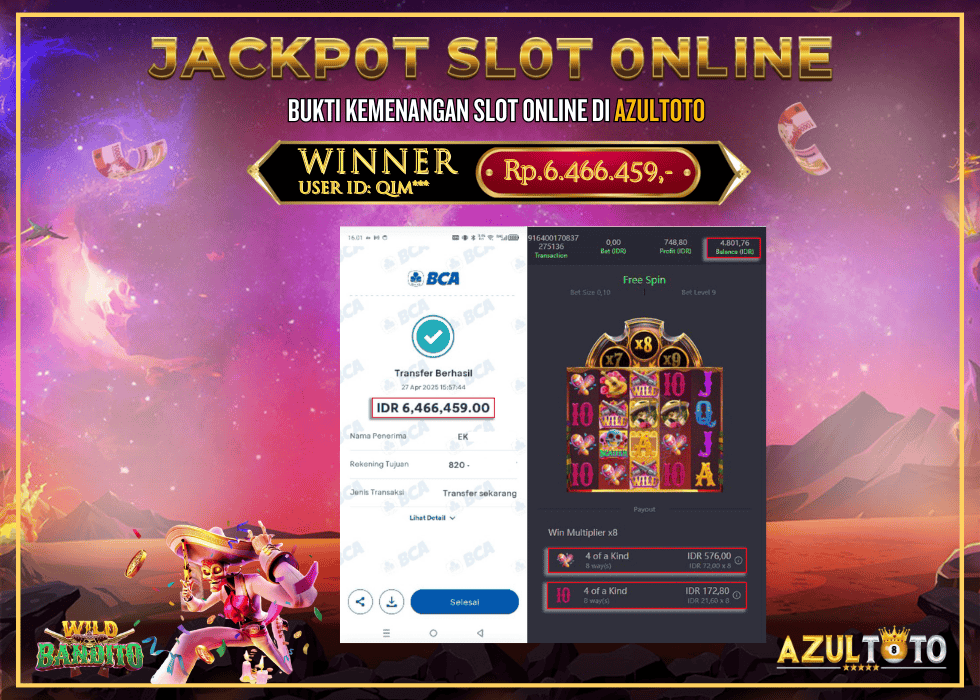JACKPOT SLOT WILD BANDITO RP.6.466.459,- LUNAS DI AZULTOTO!
