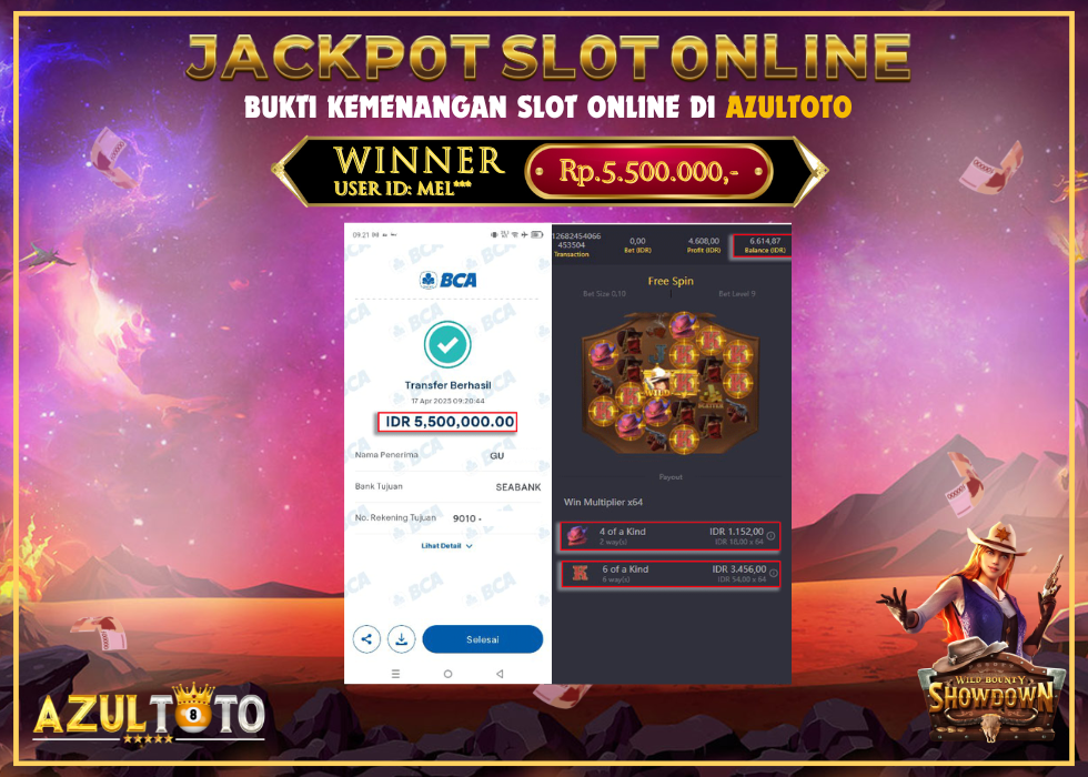 JACKPOT SLOT WILD BOUNTY SHOWDOWN RP.5.500.000,- LUNAS DI AZULTOTO!