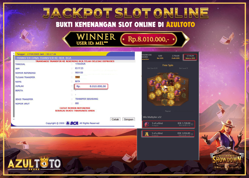 JACKPOT SLOT WILD BOUNTY SHOWDOWN RP.8.010.000,- LUNAS DI AZULTOTO!