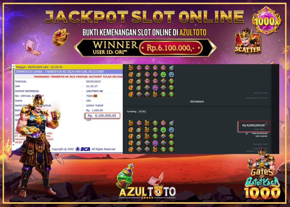 JACKPOT SLOT GATES OF GATOT KACA 1000 RP.6.100.000,- LUNAS DI AZULTOTO!
