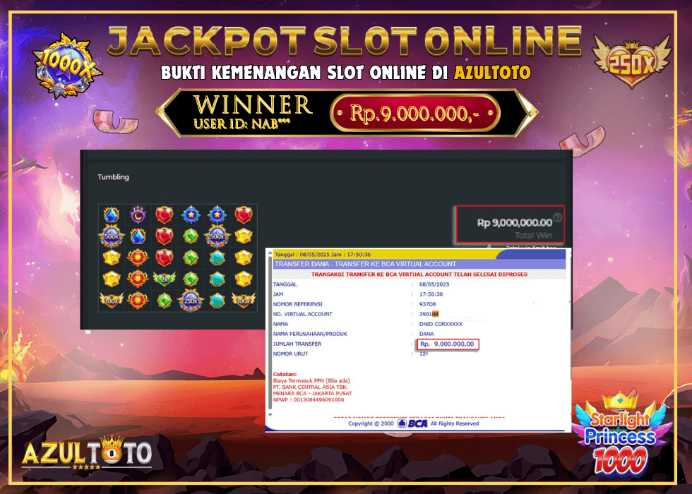 JACKPOT SLOT STARLIGHT PRINCESS RP.9.000.000,- LUNAS DI AZULTOTO!