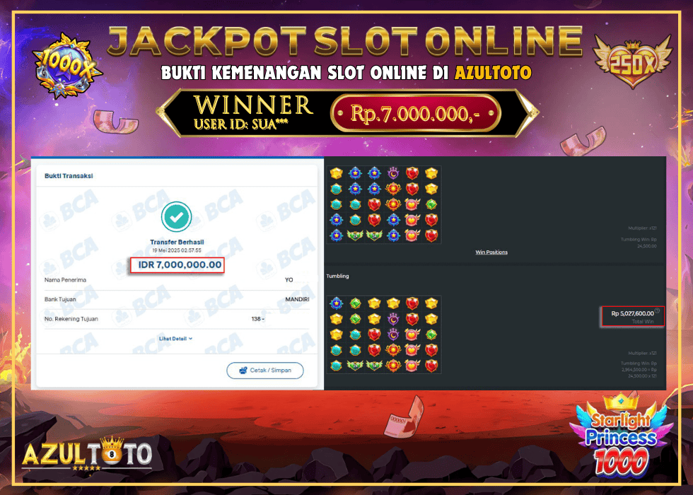 JACKPOT SLOT STARLIGHT PRINCESS RP.7.000.000,- LUNAS DI AZULTOTO!