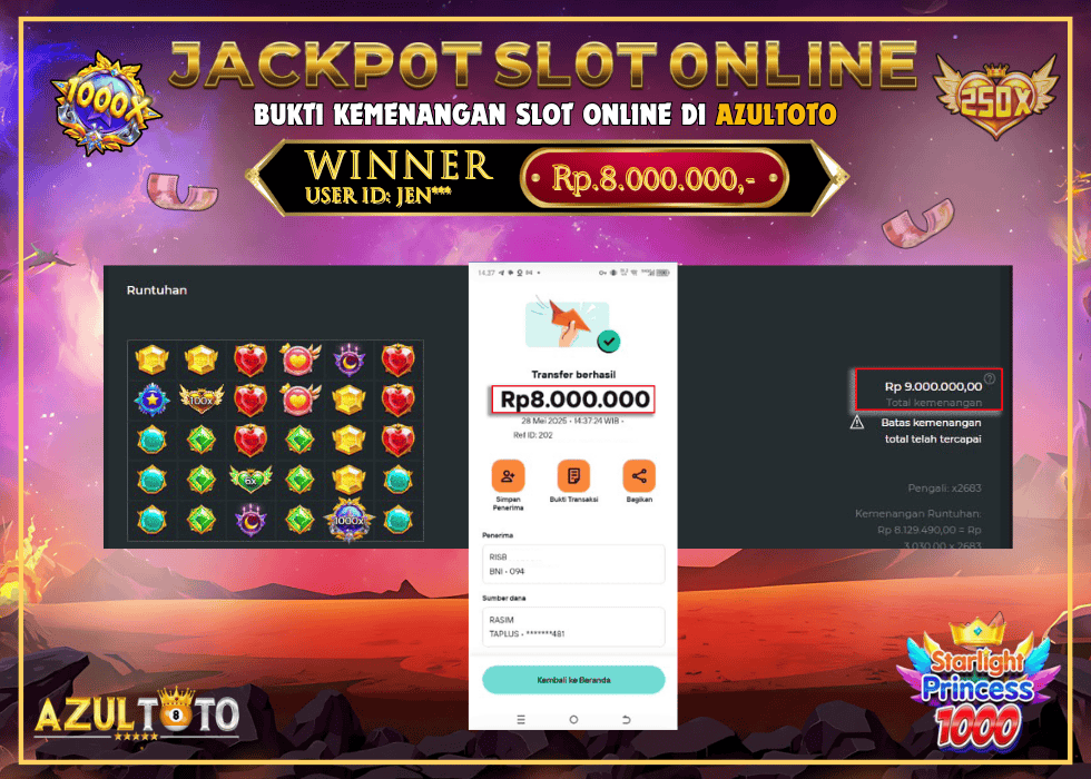 JACKPOT SLOT STARLIGHT PRINCESS RP.8.000.000,- LUNAS DI AZULTOTO!