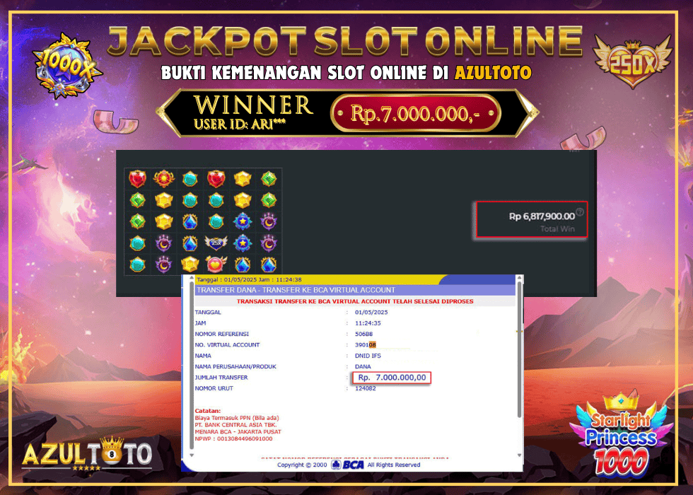 JACKPOT SLOT STARLIGHT PRINCESS RP.7.000.000,- LUNAS DI AZULTOTO!