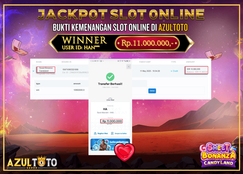 JACKPOT SLOT SWEET BONANZA CANDYLAND RP.11.000.000,- LUNAS DI AZULTOTO!