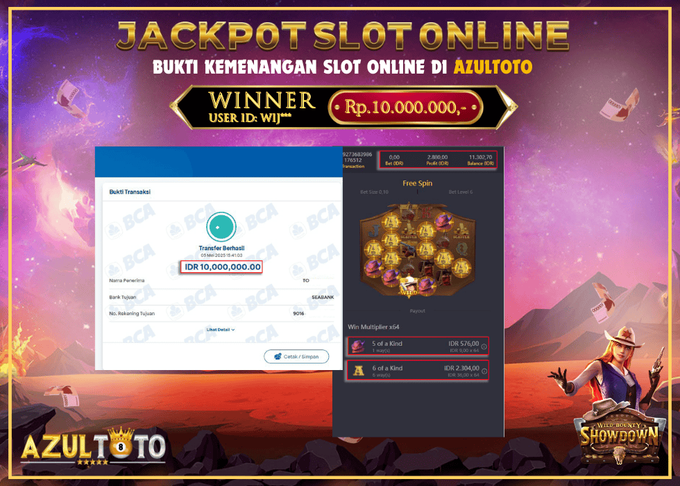 JACKPOT SLOT WILD BOUNTY SHOWDOWN RP.10.000.000,- LUNAS DI AZULTOTO!