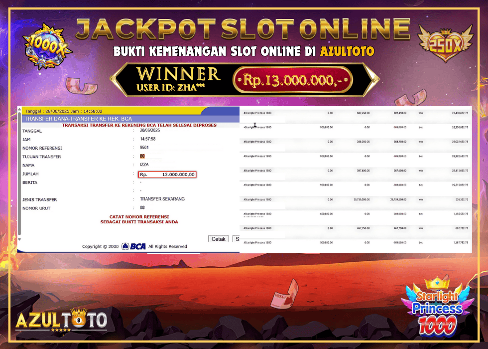 JACKPOT SLOT STARLIGHT PRINCESS RP.13.000.000,- LUNAS DI AZULTOTO!