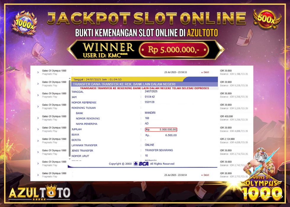 JACKPOT SLOT GATES OF OLYMPUS 1000 RP.5.000.000,- LUNAS DI AZULTOTO!