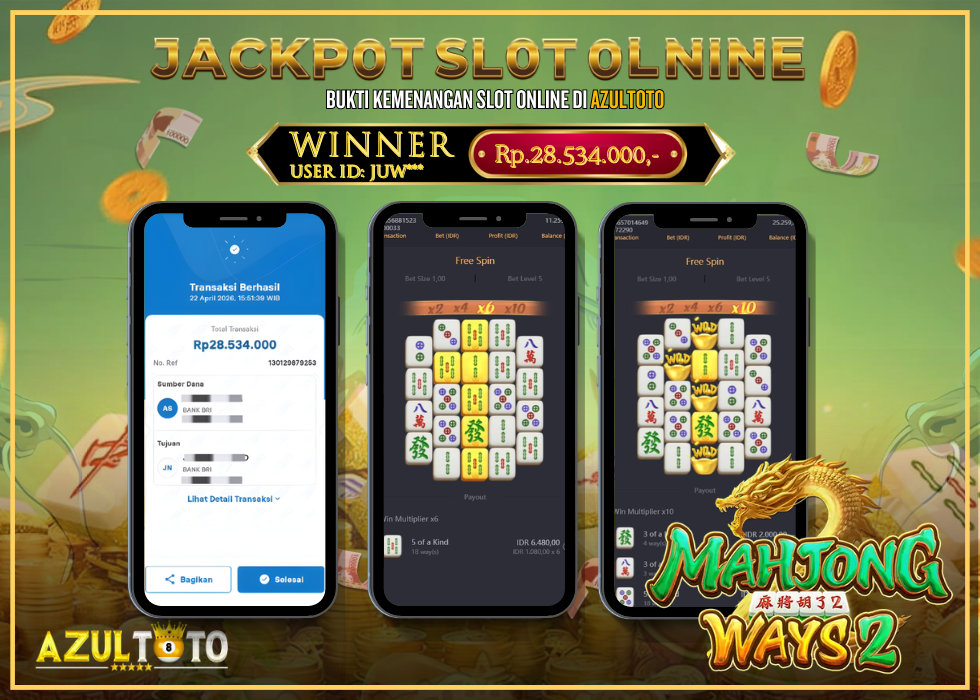 JACKPOT SLOT MAHJONG WAYS 2 RP.28.534.000,- LUNAS DI AZULTOTO!
