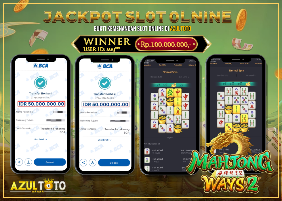 JACKPOT SLOT 𝑀𝐴𝐻𝐽𝑂𝑁𝐺 𝑊𝐴𝑌𝑆 2 RP.100.000.000,- LUNAS DI AZULTOTO!