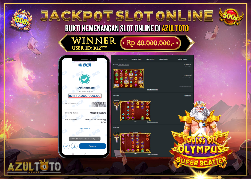 JACKPOT SLOT 𝐺𝐴𝑇𝐸𝑆 𝑂𝐹 𝑂𝐿𝑌𝑀𝑃𝑈𝑆 𝑆𝑈𝑃𝐸𝑅 𝑆𝐶𝐴𝑇𝑇𝐸𝑅 RP.40.000.000,- LUNAS DI AZULTOTO!