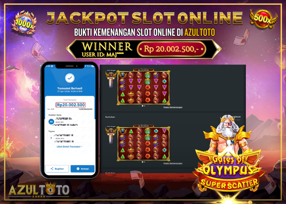 JACKPOT SLOT 𝐺𝐴𝑇𝐸𝑆 𝑂𝐹 𝑂𝐿𝑌𝑀𝑃𝑈𝑆 𝑆𝑈𝑃𝐸𝑅 𝑆𝐶𝐴𝑇𝑇𝐸𝑅 RP.20.002.500,- LUNAS DI AZULTOTO!