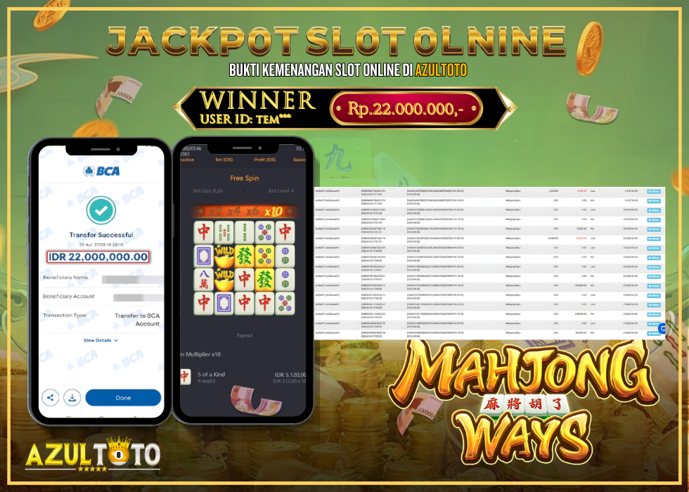 JACKPOT SLOT 𝑀𝐴𝐻𝐽𝑂𝑁𝐺 𝑊𝐴𝑌𝑆 RP.22.000.000,- LUNAS DI AZULTOTO!