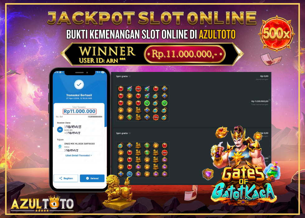 JACKPOT SLOT 𝐺𝐴𝑇𝐸𝑆 𝑂𝐹 𝐺𝐴𝑇𝑂𝑇 𝐾𝐴𝐶𝐴 𝟷𝟶𝟶𝟶 RP.11.000.000,- LUNAS DI AZULTOTO!