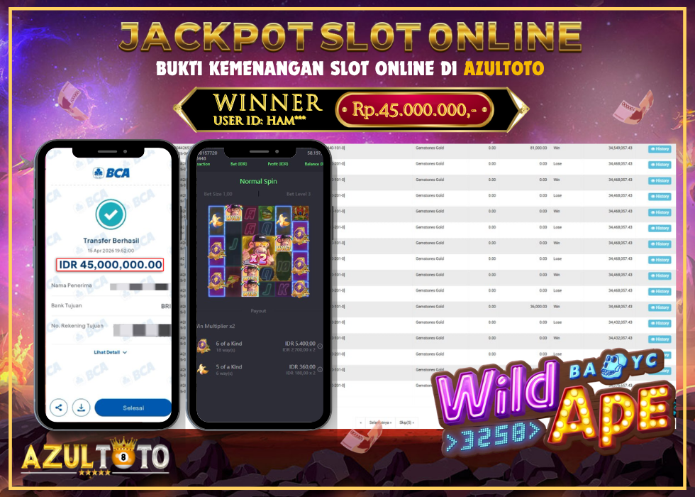 JACKPOT SLOT WILD APE RP.45.000.000,- LUNAS DI AZULTOTO!