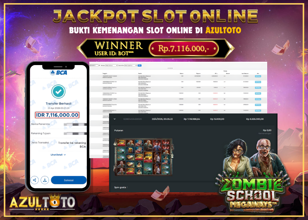 JACKPOT SLOT ZOMBIE SCHOOL 𝑀𝐸𝐺𝐴𝑊𝐴𝑌𝑆 𝑃𝑅𝐴𝐺𝑀𝐴𝑇𝐼𝐶 RP.7.116.000,- LUNAS DI AZULTOTO!