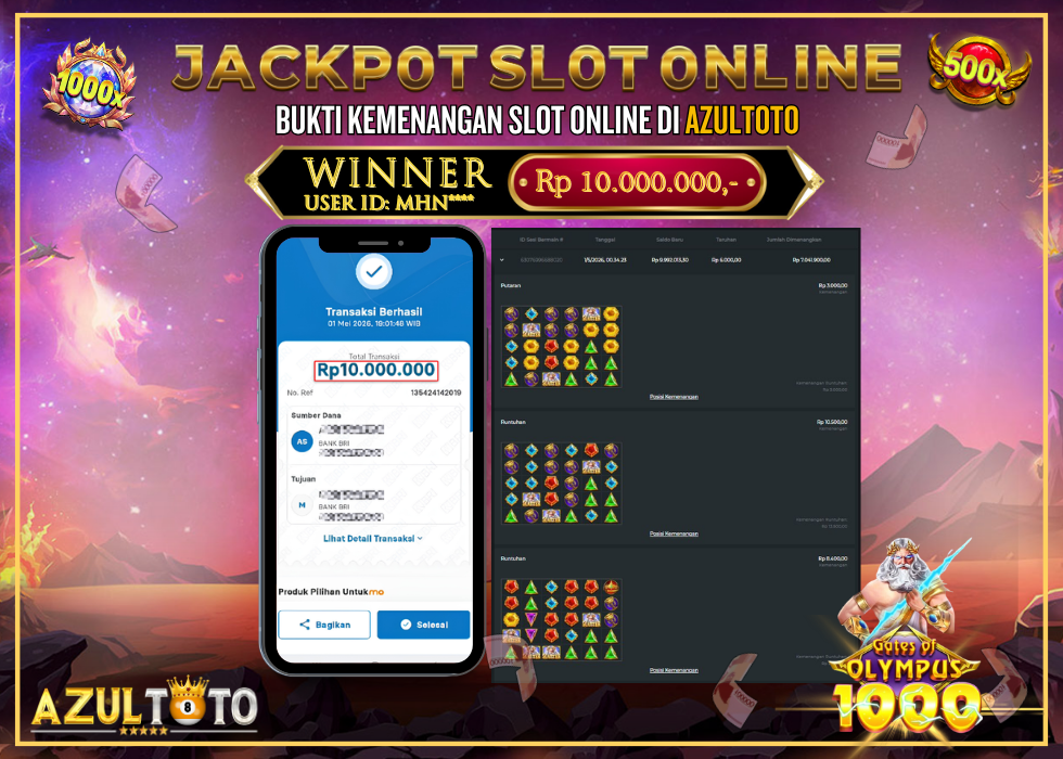 JACKPOT SLOT 𝐺𝐴𝑇𝐸𝑆 𝑂𝐹 𝑂𝐿𝑌𝑀𝑃𝑈𝑆 RP.10.000.000,- LUNAS DI AZULTOTO!